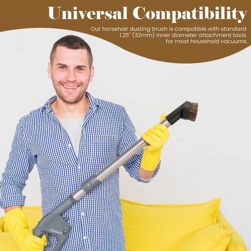 TXIN 4 Pieces Soft Horsehair Bristle Vacuum Attachments Dusting Brush Cleaner Dust Brush, Small Round Corner/Track Cleaning Tools Vacuum Brushes Replacement, Inner Dia 32mm/1.26 in - Image 4